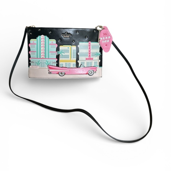 NWOT Kate Spade Checking In Car Sima Novelty Crossbody Art Deco Miami - Picture 7 of 8